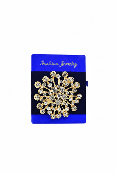 ProX Sparkling Crystal and Pearl Snowflake Brooch_BR-402-15 Golden_img_0