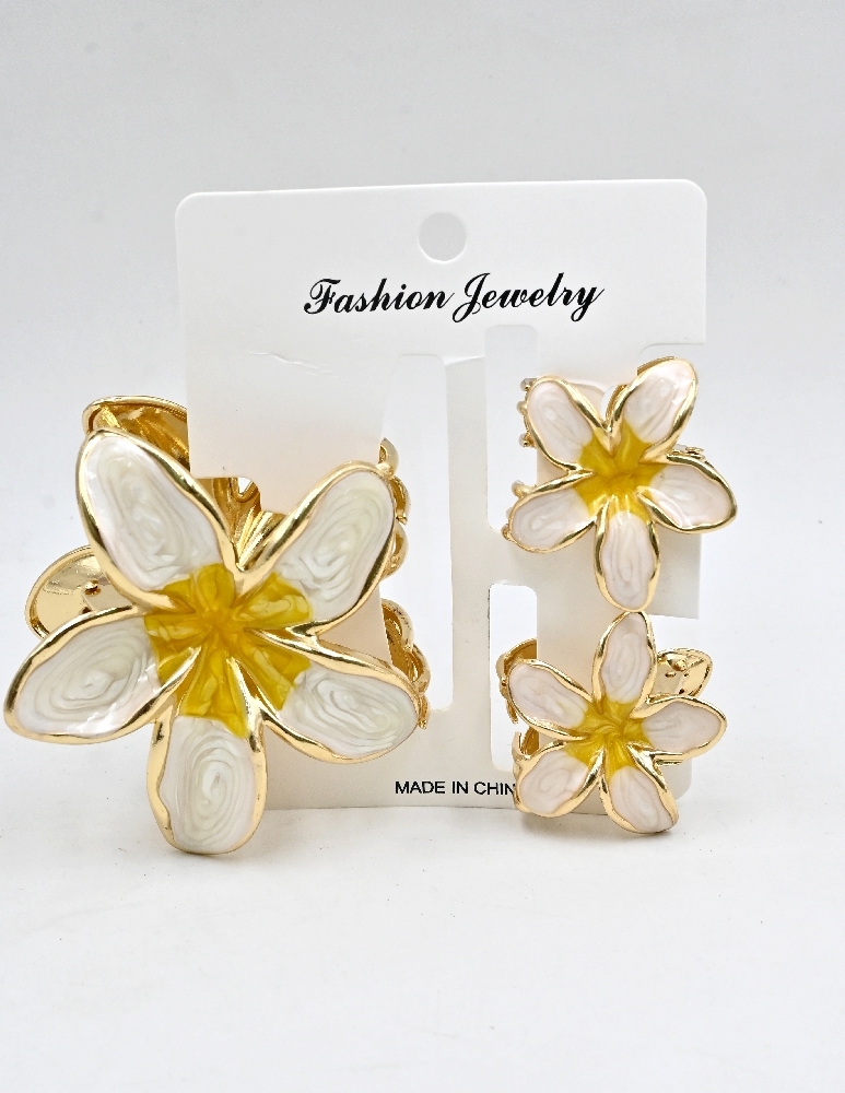ProX 3pcs Set Flowerish Hair Grip for Women HG-109_White Gold