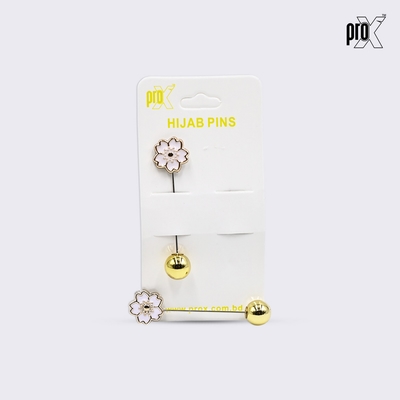 ProX 1 Pair Stick Hijab Pin_HP-501-3_Black & White Flower_img_2