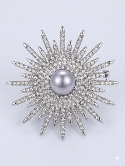 ProX Pearl & Crystal Sunburst Hijab Brooch_BR-402-14_img_1